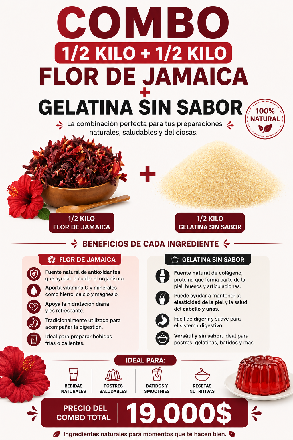 Combo Flor de Jamaica + Gelatina
